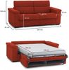 Dmora 2-Sitzer Schlafsofa Brusasco, Schlafsofa fürs Wohnzimmer, gepolstert, abnehmbar, 100 % Made in Italy-Qualität, 205x95 h100 cm, Orange Bild 3