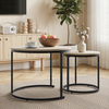 Couchtisch-Set rund, 2-teilig, ineinander schiebbar, 60 x 60 x 45 cm, Holzoptik mit Metallgestell Bild 3