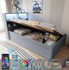 Bett 90x200 cm aus Massivholz mit Stauraum und LED-Beleuchtung Bild 4