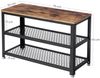 Vasagle Schuhbank mit 2 Ablagen, Holzspanplatten und Metall, vintagebraun-schwarz, 73 x 30 x 45 cm Bild 4