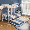 Etagenbett 90×200/90×190 cm aus Metall mit Ausziehbett, weiß Bild 3