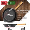 Ø28cm Gusseisenpfanne 70mm hoch mit Holzgriff und Gusseisen Deckel Induktion Bratpfanne Bild 3