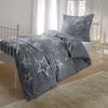 BETTWARENSHOP Bettwäsche Anthrazit-Sterne, Biber, 2 teilig, warmer weicher Sternenlook Bild 5