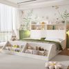 Kinderbett 140×200 cm aus Holz mit Nachtlichtern und Bücherregal, weiß Bild 2