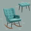 HOMCOM Schaukelsessel Stillsessel mit Hocker (Schaukelstuhl, 2-St, Schwingsessel), für Wohnzimmer, Schlafzimmer, 64L x 89B x 90H cm, Dunkelgrün Bild 3