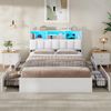 MSMASK Polsterbett Jugendbett, 140×200 cm mit Ladestation und LED-Beleuchtung (Ohne Matratze), Doppelbett mit 4 Schubladen Bild 2