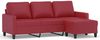 3-Sitzer Sofa, Couch Wohnzimmer mit Hocker Weinrot 180 cm Kunstleder Bild 2