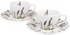DUO FLORAL 2er-Set Espressotassen 90 ml CLASSIC LAVENDER mit Untertassen, New Bone China Porzellan Bild 2