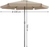 Kingsleeve Sonnenschirm mit Kurbel, UV Schutz 30+, Alu Mast / Polyester taupe, Ø 330 cm Bild 3