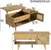 MODFU Couchtisch mit Hebefunktion (Satztisch, Wohnzimmertisch Beistelltisch, 1-St, mit Stauraum und Rattan-Imitat-Türen), ideal für kleine Räume Bild 4