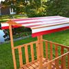 Mucola Sandkasten mit Spielveranda und Dach, Holz natur / rot, 100 x 182 x 140 cm Bild 3