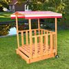 Mucola Sandkasten mit Spielveranda und Dach, Holz natur / rot, 100 x 182 x 140 cm Bild 4