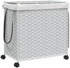 vidaXL Wäschekorb mit Rollen Weiß 60x35x60,5 cm Rattan 372043 Bild 2