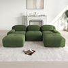Flieks Modulares Cord Sofa 3-Sitzer mit 2x Hocker, Cloud Sofa rahmenlos, bodennah mit tiefer Sitzfläche, auch als Schlafsofa nutzbar, Grün Bild 2