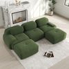 Flieks Modulares Cord Sofa 3-Sitzer mit 2x Hocker, Cloud Sofa rahmenlos, bodennah mit tiefer Sitzfläche, auch als Schlafsofa nutzbar, Grün Bild 3