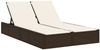 vidaXL Doppel-Sonnenliege mit Auflagen Braun Poly Rattan 368629 Bild 2