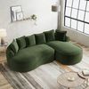 Flieks Modulares L-Form Cloud Sofa, extra tiefe Sitzfläche, breit gepolstert, mit Chaiselongue links & Kissen, kein Aufbau nötig, Chenille, Grün Bild 2