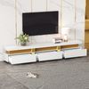 TV-Schrank-Set mit Couchtisch in Marmor-Optik, 200 x 40 x 42 cm & 100 x 50 x 40 cm, weiß Bild 1