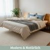 Massivholzbett 140x200cm KEILO - Eichenholz | Bettrahmen mit Bettkopf, Holzbett naturgeölt, Holzkufen | Bettgestell Doppelbett Futonbett Bild 3