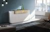 Dmora Kommode Aschly, 3-türiges Küchen-Sideboard, Wohnzimmer-Buffet, 100 % Made in Italy, 160 x 45 x 86 cm, glänzendes Weiß und Ahorn, Bild 2