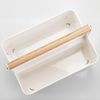 mDesign Baby Organizer Sortierbox Behälter 2 Fächer Holzgriff Kunststoff Beige Bild 3