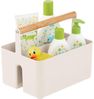 mDesign Baby Organizer Sortierbox Behälter 2 Fächer Holzgriff Kunststoff Beige Bild 5