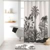 Sanixa Duschvorhang waschbar Badewannenvorhang Vorhang hochwertige Qualität mit Metallösen Breite 180 cm, Duschvorhang Textil 180x200 cm grau Palmen Strand wasserabweisend Bild 2