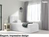 MEBLINI Kinderbett mit Bettkasten MINO 3 100x200 Links – H3/Hellgrau Samt Gepolstert Einzelbett mit Matratze - Polsterbett mit Stauraum - Bett mit Kopfteil – Stauraumbett Bild 2
