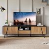 Merax Lowboard in Schwarz-Holz-Optik (180x40x46cm, 1 St, TV-Lowboard Fernsehschrank TV-Schrank), TV-Schrank mit 2 Türen,1 Schublade, Massivholzfüße, halboffener Ablage Bild 4