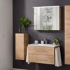 FACKELMANN B.PERFEKT Badmöbel Set 4-teilig 82 cm breit, Braun hell, Waschbecken Keramik Weiß + LED Spiegelschrank + Midischrank Bild 2