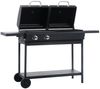 vidaXL Gas- und Holzkohle-Grill mit 2 Brennern Bild 3