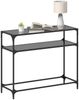 Konsolentisch, Beistelltisch, Konsole mit Glasplatte Schwarz 98x35x81 cm Stahl Bild 3