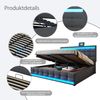 Merax Polsterbett Doppelbett 180x200cm mit 2 USB, Boxspringbett mit Stauraum und Lattenrost, mit Led, Funktionsbett, Leinen, Grau Bild 5