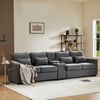 Sofa 290 x 83 x 88 cm, 4-Sitzer aus Leinenstoff mit USB-Anschluss, 2 Getränkehaltern und Stauraum Bild 5