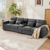 Sofa 290 x 83 x 88 cm, 4-Sitzer aus Leinenstoff mit USB-Anschluss, 2 Getränkehaltern und Stauraum Bild 3