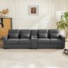 Sofa 290 x 83 x 88 cm, 4-Sitzer aus Leinenstoff mit USB-Anschluss, 2 Getränkehaltern und Stauraum Bild 4