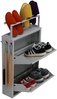 Schuhkipper mit Zubehör, Grau, 2 Klappen 52x15x85,5 cm, Pantoffelregal, Hakenleiste Bild 3