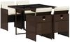 vidaXL 5-tlg. Garten-Essgruppe mit Kissen Braun Poly Rattan 3210537 Bild 2