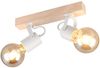 Deckenstrahler LYNAR 2-flammig aus Metall Weiß mit Naturholz, Breite 31cm Bild 2