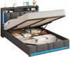 MSMASK Polsterbett mit Steckdosen & LED Beleuchtung, Stauraum und Kopfteil, 150×215 cm, Dunkelgrau, mit Stauraum & LED Beleuchtung Bild 5