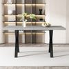 KLAM HOME Esstisch Moderner Esstisch Mit Kreuzbein Design In Eiche Und Schwarz (140x80cm Rechteckiger Tisch Aus Schmiedeeisen Und MDF), Vielseitiger Ess- Und Couchtisch Mit Hoher Tragkraft Bild 4