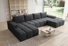 Ecksofa Cento, Couch U-Form, Sofa U-Form Teddy-Bouclé, 360 x 57 x 180 cm, Schwarz Bild 4