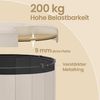 SONGMICS MAZIE Kollektion – Sitzhocker rund, Fußhocker mit Stauraum, faltbarer Hocker mit abnehmbarem Deckel, einfache Montage, Samt, Wohnheim, Schlafzimmer, Wohnzimmer, cappuccinobeige Bild 3