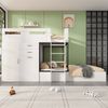 Etagenbett mit Ausziehbarer Schreibtisch und Garderobe, Multifunktionales Kinderbett, Kinderetagenbett, Mit Schublade & Regale & Leitern, Ohne Matratze, 90*200 cm, weiß Bild 3