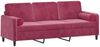 vidaXL 3-Sitzer-Sofa mit Zierkissen, Samt weinrot, 198 x 77 x 80 cm Bild 3