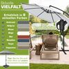 tillvex Sonnenschirm Ø 3m Ampelschirm Gartenschirm Marktschirm Kurbel Balkon Alu Neigbar Grau - Ø300cm Bild 5