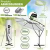 tillvex Sonnenschirm Ø 3m Ampelschirm Gartenschirm Marktschirm Kurbel Balkon Alu Neigbar Grau - Ø300cm Bild 2