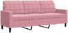 vidaXL 3-tlg. Sofagarnitur mit Kissen und Nackenrollen Rosa Samt 3278424 Bild 4