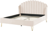 Bett mit Lattenrost AMBILLOU 160 x 200 cm Samtstoff Helles Beige Bild 5