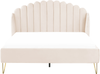 Bett mit Lattenrost AMBILLOU 160 x 200 cm Samtstoff Helles Beige Bild 4